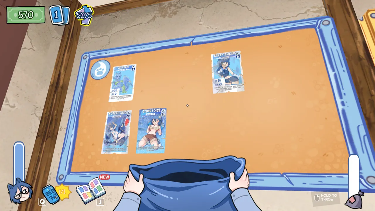 KOTAMON collection board displaying several collected cards in a blue frame