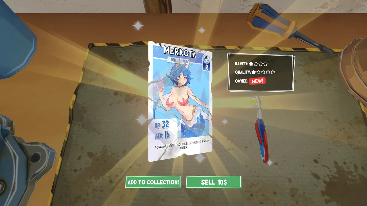 The Merkota card in KOTAMON's collection interface, with rarity, quality and collection controls